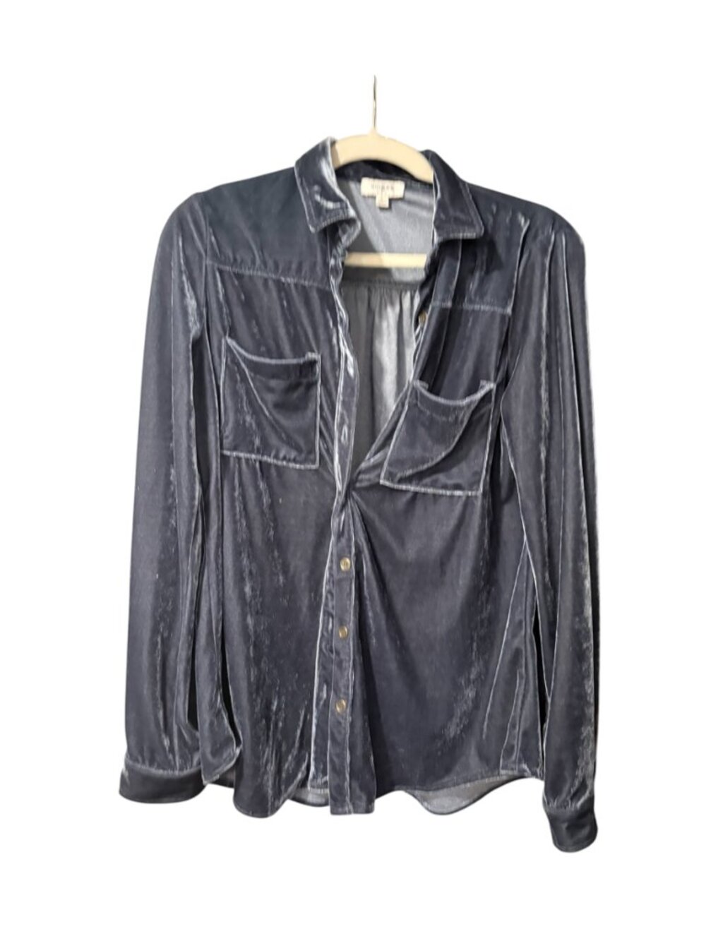 Umgee Velvet Button-Up Blouse - Picture 2 of 6